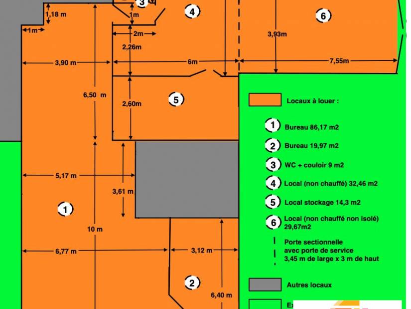 Location - Bureaux 191m² - Bihorel
