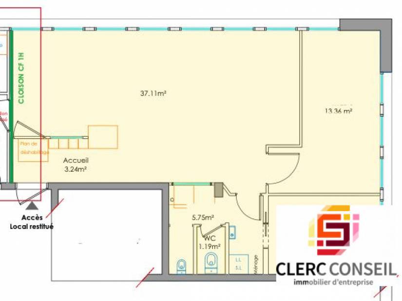 Location - Bureaux 76m² - Bihorel