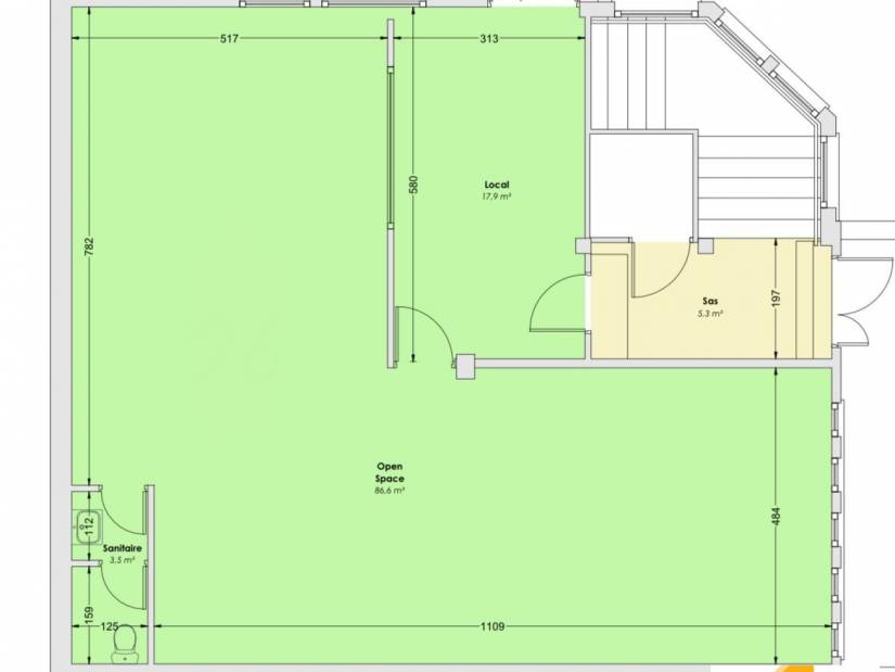 Location - Bureaux 108m² - Rouen