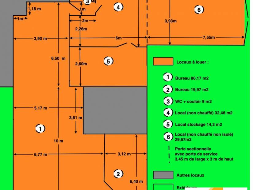 Location - Bureaux 191m² - Bihorel